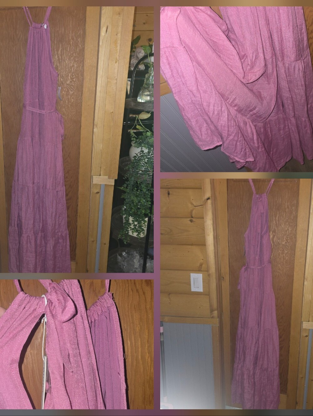 Blue ivy new w/ tags womens large rayon pink flowy keyhole back maxi dress